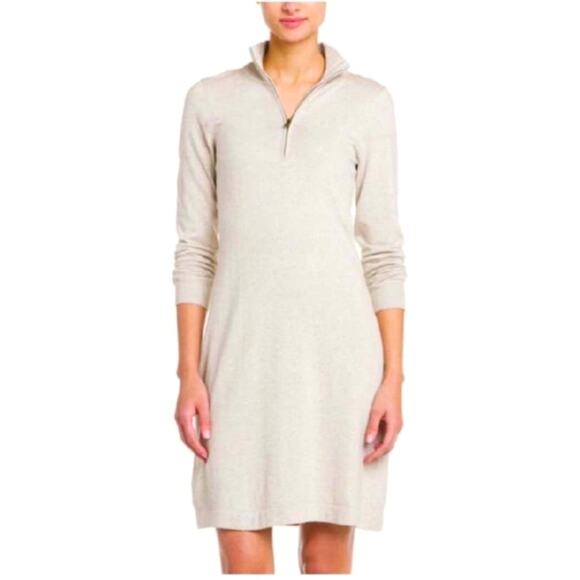 Tommy Bahama Pickford Tan 1/4 Zip Sweater Dress Medium EUC - Picture 1 of 7